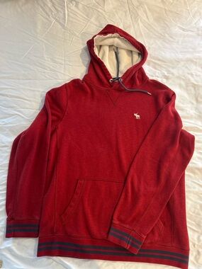 Abercrombie & Fitch Red Hooded Sweatshirt with Contrast Trim